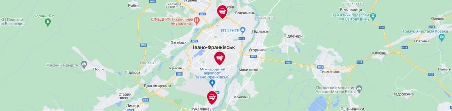 Техогляд Івано-Франківськ випробувальні лабораторії Центр-Авто карта