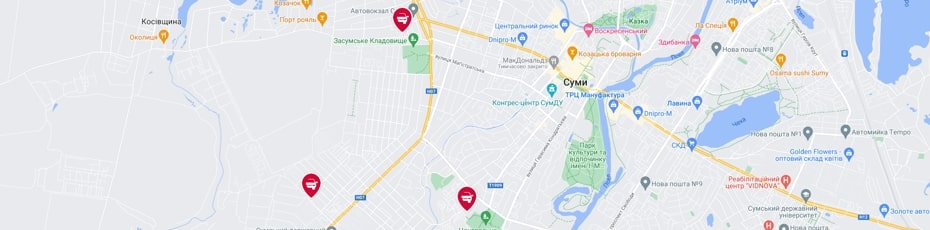 Техогляд Суми випробувальні лабораторії Центр-Авто карта